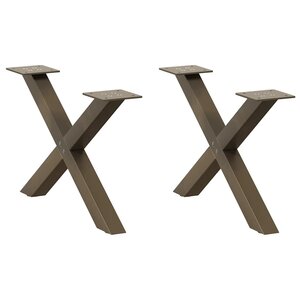 vidaXL Pieds de table basse en forme de X  2 pièces  acier naturel  50 x (30-31) cm
