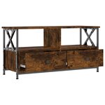 vidaXL Meuble TV chêne fumé 90x33x45 cm bois d'ingénierie et fer