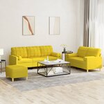 vidaXL Ensemble de canapés 3 Pièces avec coussins jaune clair tissu