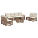 vidaXL Ensemble de canapé de jardin 9 Pièces Beige polyrotin