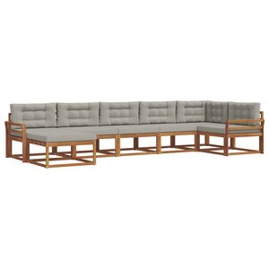 vidaXL Ensemble de canapés d'extérieur 7 pc Gris Naturel et Clair