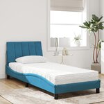 vidaXL Lit avec matelas Hanko bleu 90x190 cm velours