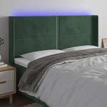 vidaXL Tête de lit à LED Vert foncé 183x16x118/128 cm Velours