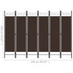 vidaXL Cloison de séparation 6 panneaux Marron 240x180 cm
