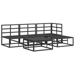 vidaXL Ensemble de canapé de jardin avec coussin 5 Pièces Noir Aluminium