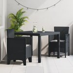 vidaXL Ensemble de salle à manger de jardin 3 pièces avec coussins Anthracite en poly rotin