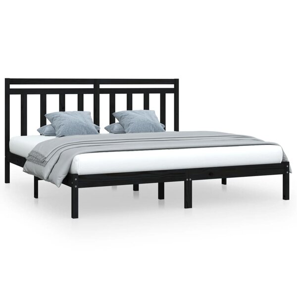 vidaXL Cadre de lit sans matelas noir 200x200 cm bois massif