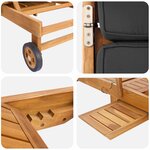 vidaXL Chaise longue avec coussin Bois de teck massif