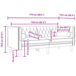 vidaXL Canapé Chesterfield avec traversins 2 places similicuir daim