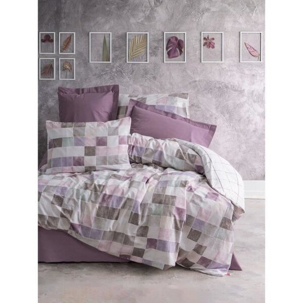 Parure de lit - housse de couette 220 x 240 + 2 taies d'oreiller 60 x 60 coton renforcé - Rose