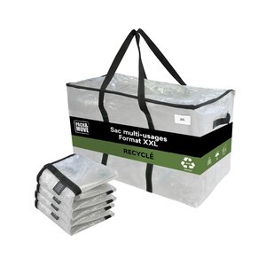 Pack and Move - Lot 4 Grands Sacs Déménagement Transparent Recyclé - Rangement Et Transport Ultra Résistant - Réutilisable - Poignées Solides - 100L