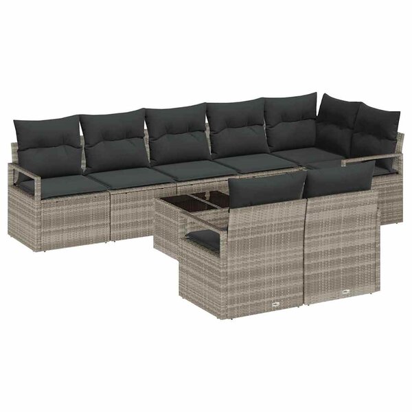 vidaXL Ensemble de canapé de jardin avec coussin 9 Pièces Gris clair