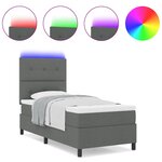 vidaXL Lit ressort avec matelas et LEDs en gris foncé  100 x 200 cm  tissu