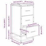 vidaXL Buffet Chêne noir 35.5 x 35 x 76 cm Bois d'ingénierie
