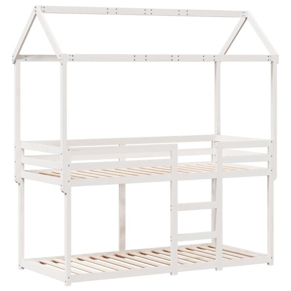 vidaXL Lit superposé avec toit blanc 90x200 cm bois de pin massif