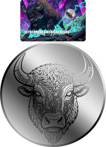 Monnaie AMERICAN BISON Cyberpunk 1/1000 Oz Platine 12$ Liberia 2026 (PRÉCOMMANDE)