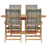Set de repas de jardin 5 pièces vidaXL en bois d'acacia et poly rotin gris