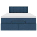 vidaXL Cadre de lit ottoman avec matelas bleu 120x190 cm tissu
