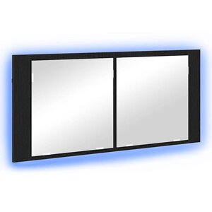 vidaXL Cabinet Miroir LED avec étagère Chêne noir 100 x 12 x 45 cm