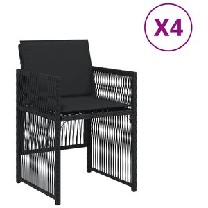 vidaXL Chaises de jardin lot de 4 avec coussins noir résine tressée