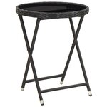 vidaXL Ensemble de bistro avec coussins 3Pièces noir résine tressée verre