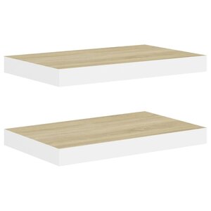 vidaXL Étagères flottantes 2 Pièces chêne et blanc 50x23x3 8 cm MDF