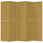 vidaXL Cloison de séparation 5 panneaux marron bois paulownia massif