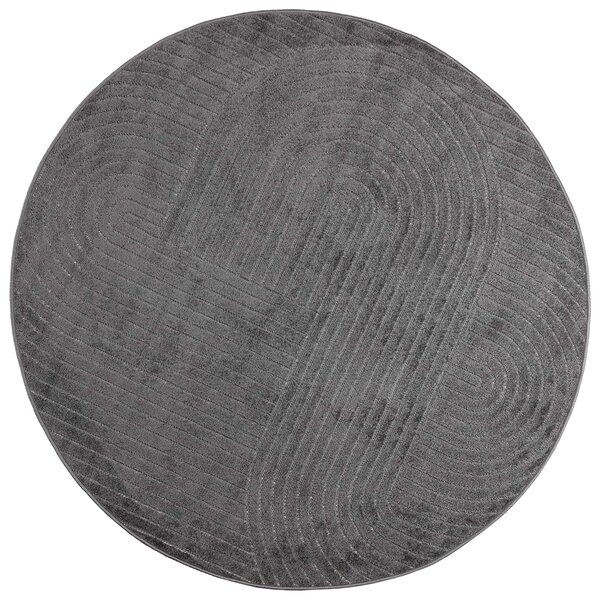 vidaXL Tapis de surface Rond HUARTE Anthracite Ø 120 CM Polyester