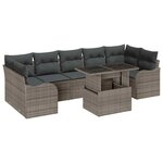 vidaXL Ensemble de canapé de jardin 8 Pièces Gris Poly Rattan