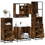 vidaXL Ensemble meubles salle de bain 4 Pièces chêne fumé bois ingénierie