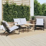 vidaXL Ensemble de meubles de balcon avec coussins 5 Pièces noir acier