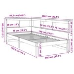 vidaXL Lit bibliothèque sans matelas cire marron 75x190 cm pin massif