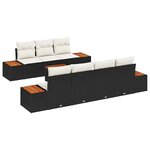 vidaXL Ensemble de canapé de jardin avec coussin 8 Pièces Noir Poly rotin