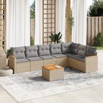 vidaXL Salon de jardin avec coussins 8 Pièces beige résine tressée