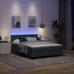 vidaXL Lit à ressort LED avec matelas Gris foncé 160 x 200 cm Velours