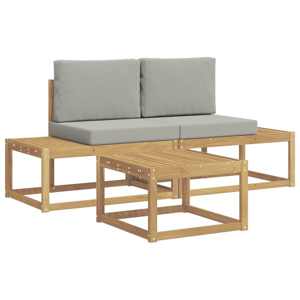 vidaXL Ensemble de canapés d'extérieur 3 pc Blanc et gris clair