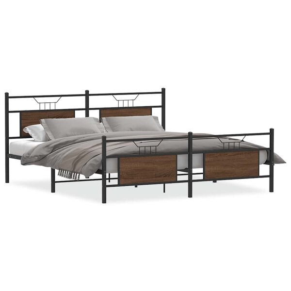 vidaXL Cadre de lit en métal sans matelas chêne marron 183x213 cm