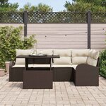 vidaXL Ensemble de canapé de jardin 6 Pièces Marron Poly rotin