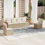vidaXL Salon de jardin avec coussins 6 Pièces beige résine tressée