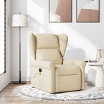 vidaXL Fauteuil de massage inclinable Crème Tissu