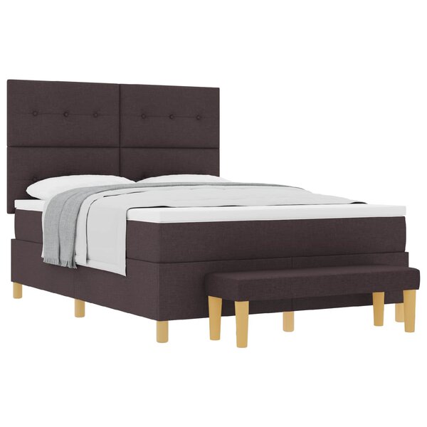 vidaXL Lit à ressorts avec tête de lit Marron foncé 190 x 140 cm tissu
