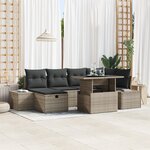 vidaXL Ensemble de canapés de jardin de 7 pièces avec coussins gris poly rattan