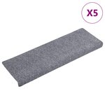 vidaXL Tapis de marches d'escalier 5 Pièces Gris 65x21x4 cm Aiguilleté