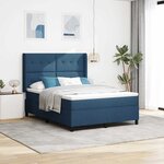 vidaXL Lit à ressorts avec matelas Bleu 160 x 200 cm tissu