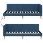 vidaXL Cadre de lit d'angle Bleu 90 cm x 190 cm Tissu et Contreplaqué