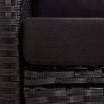 vidaXL Canapé 2 places de jardin et coussins Noir 124cm Résine tressée