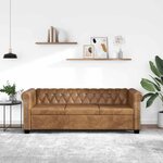 vidaXL Canapé Chesterfield 3 places cuir artificiel marron
