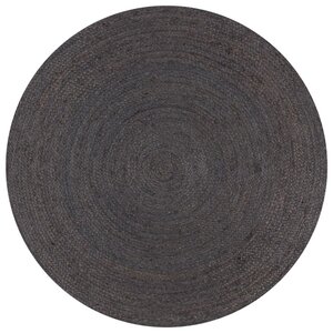 vidaXL Tapis fait à la main Jute Rond 120 cm Gris foncé