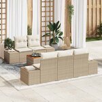 vidaXL Ensemble de canapé de jardin 6 Pièces Beige Poly rotin