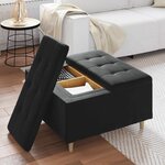 vidaXL Pouf de rangement avec coussin Noir 80 x 80 x 45 cm Velours